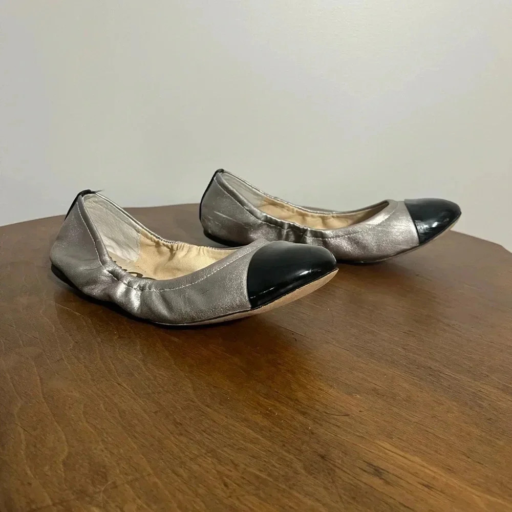 Sam Edelman metallic and black patent leather flats size‎ 6